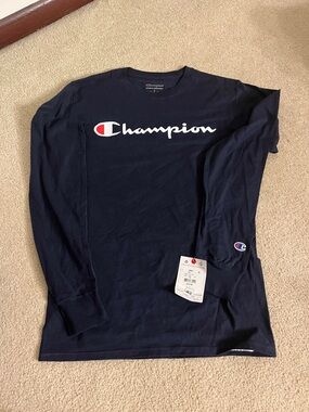 Boys Champion navy long sleeve top